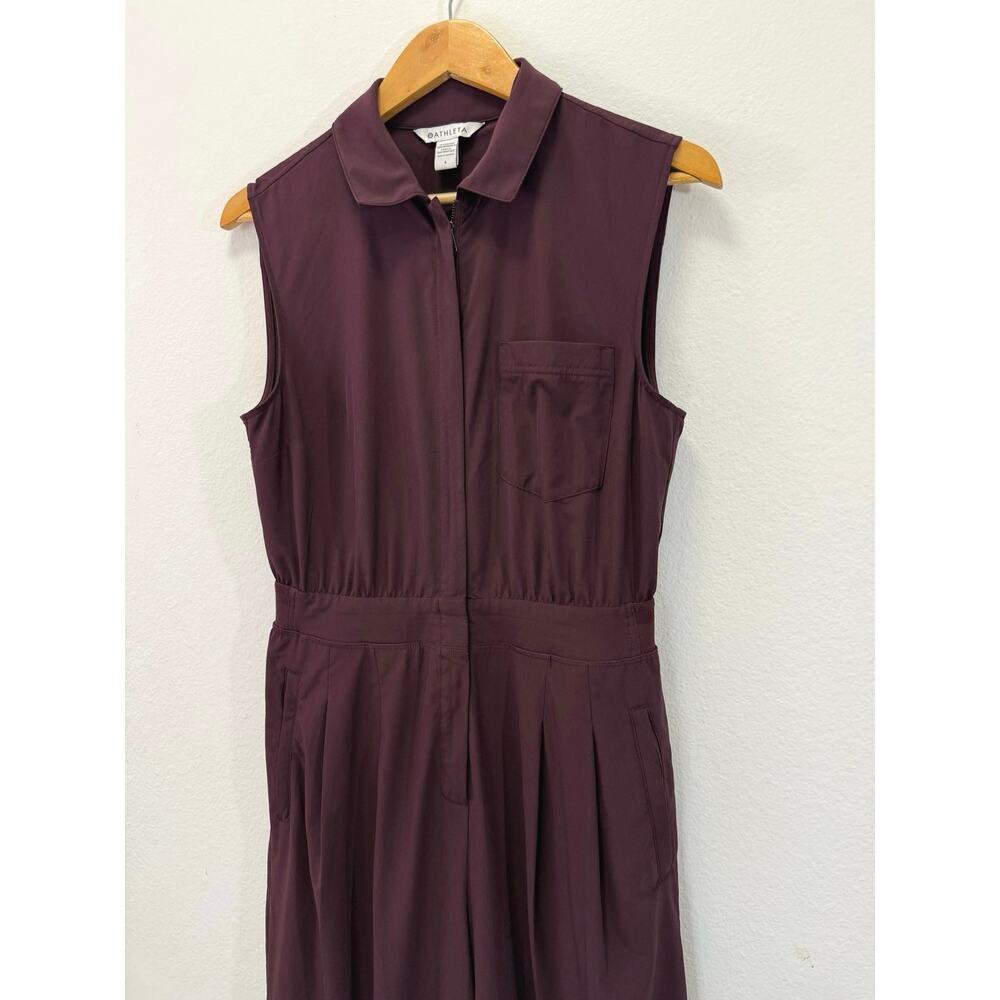 Athleta Brooklyn Heights Wide Leg Jumpsuit Size 6 Burgundy Work Travel - Picture 8 of 12